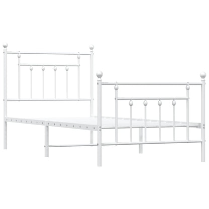 Metal Bed Frame without Mattress with Footboard White 90x190cm