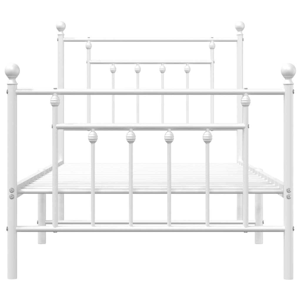 Metal Bed Frame without Mattress with Footboard White 90x190cm