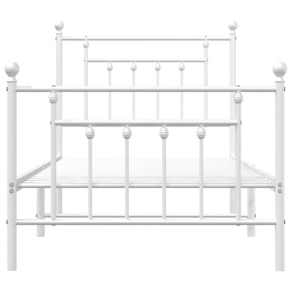 Metal Bed Frame without Mattress with Footboard White 90x190cm