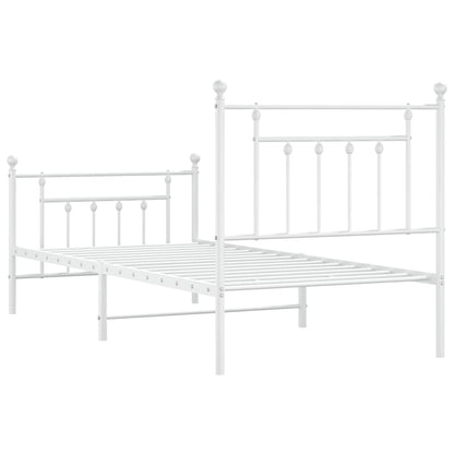 Metal Bed Frame without Mattress with Footboard White 90x190cm