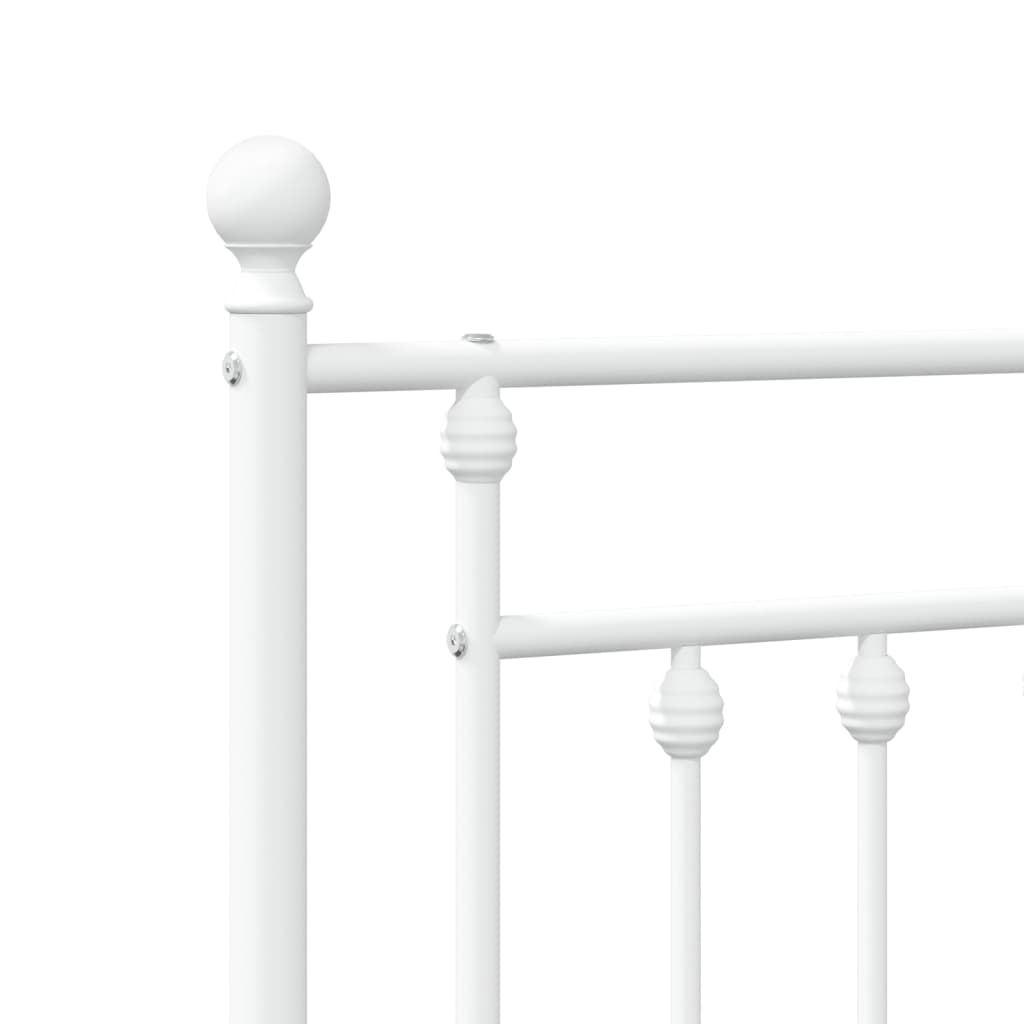Metal Bed Frame without Mattress with Footboard White 90x190cm