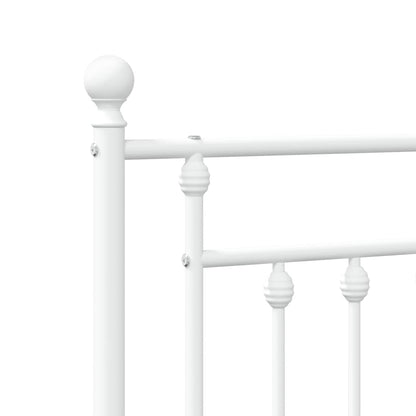 Metal Bed Frame without Mattress with Footboard White 90x190cm