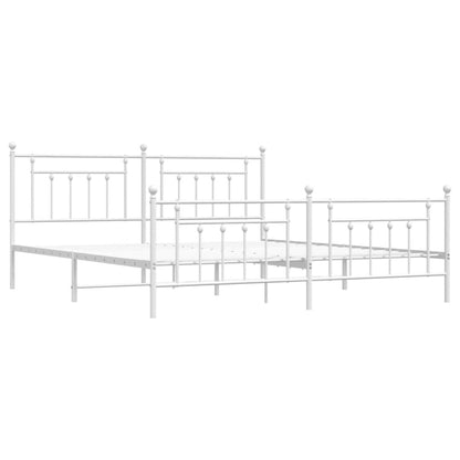 Metal Bed Frame without Mattress with Footboard White 193x203cm