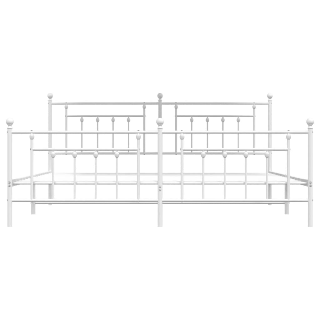 Metal Bed Frame without Mattress with Footboard White 193x203cm