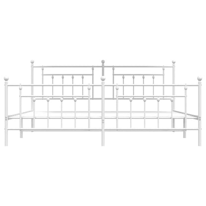 Metal Bed Frame without Mattress with Footboard White 193x203cm