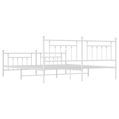 Metal Bed Frame without Mattress with Footboard White 193x203cm