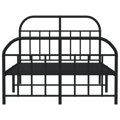 Metal Bed Frame without Mattress with Footboard Black 120x190cm