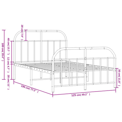 Metal Bed Frame without Mattress with Footboard Black 120x190cm