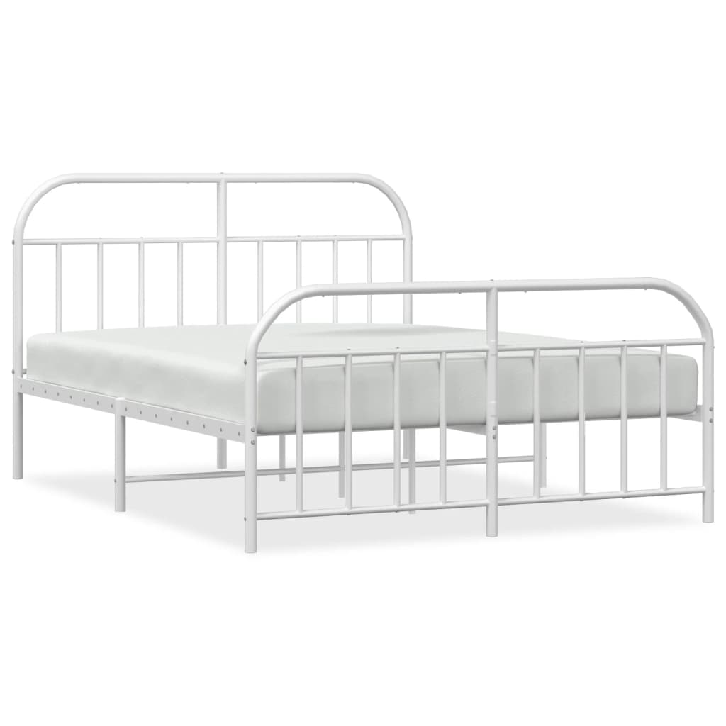 Metal Bed Frame without Mattress with Footboard White 183x213cm