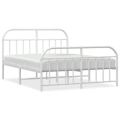 Metal Bed Frame without Mattress with Footboard White 183x213cm