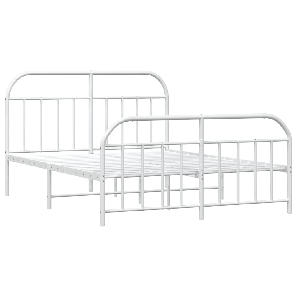 Metal Bed Frame without Mattress with Footboard White 183x213cm