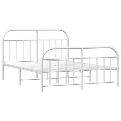 Metal Bed Frame without Mattress with Footboard White 183x213cm