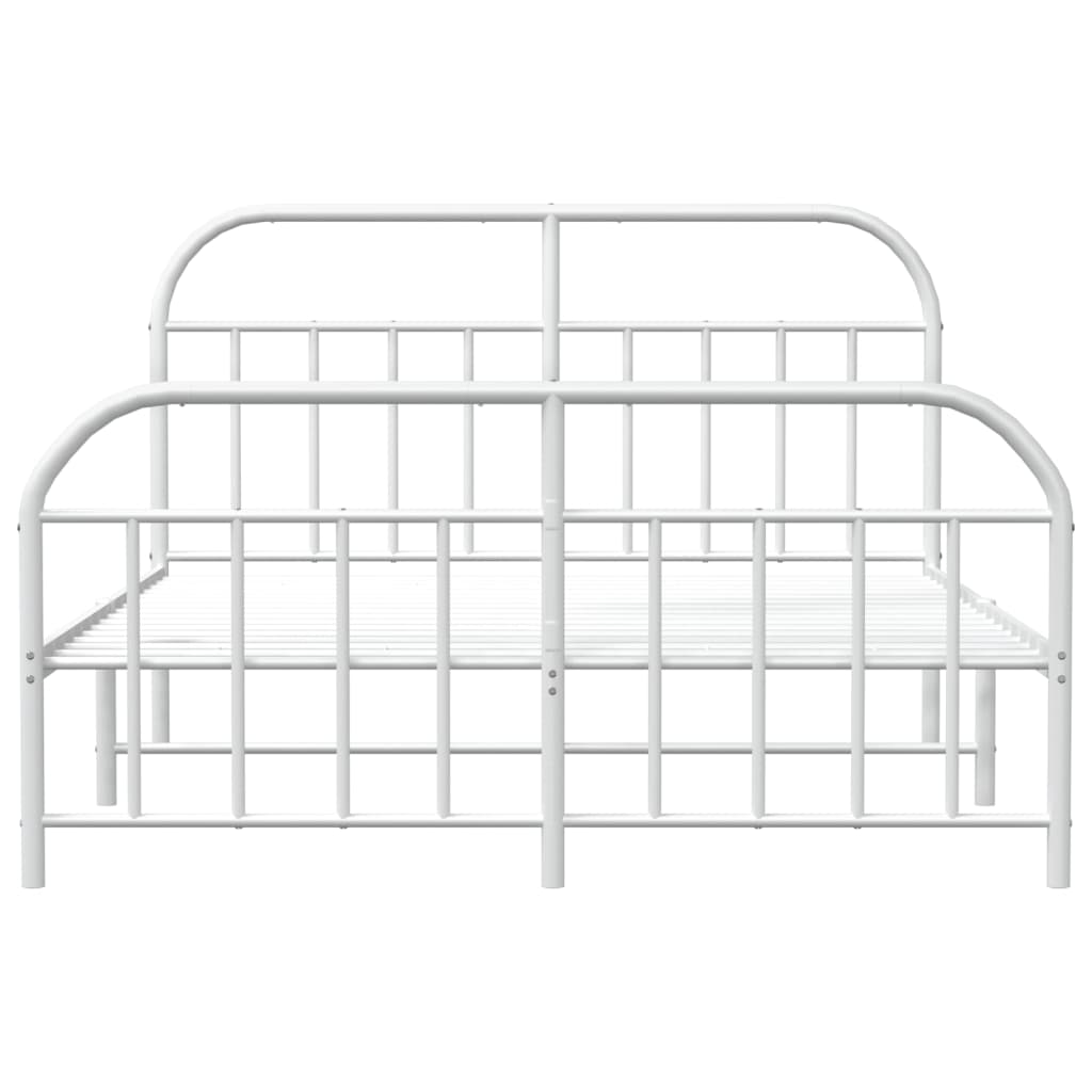 Metal Bed Frame without Mattress with Footboard White 183x213cm