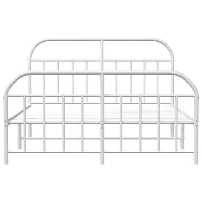 Metal Bed Frame without Mattress with Footboard White 183x213cm