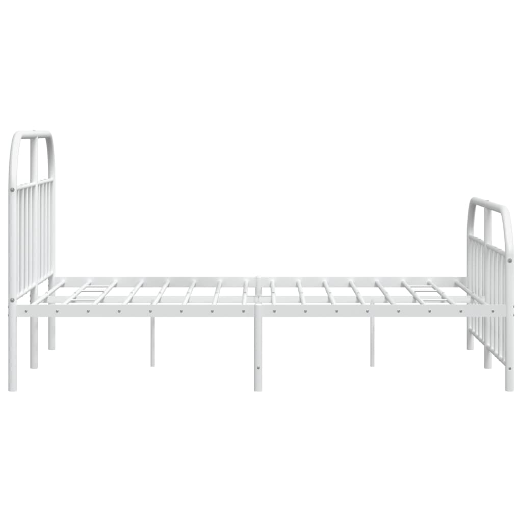 Metal Bed Frame without Mattress with Footboard White 183x213cm