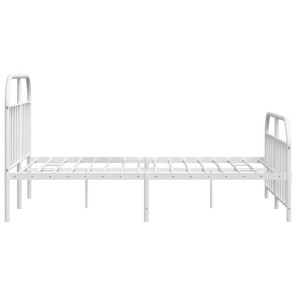 Metal Bed Frame without Mattress with Footboard White 183x213cm