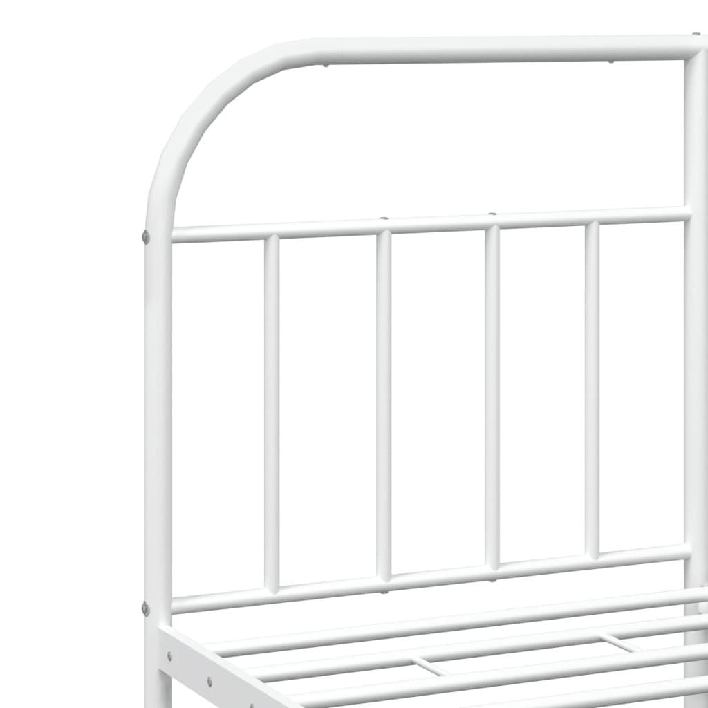 Metal Bed Frame without Mattress with Footboard White 183x213cm