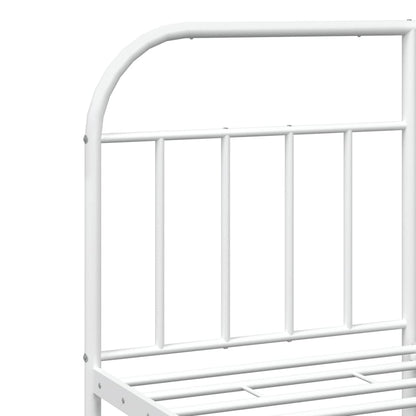 Metal Bed Frame without Mattress with Footboard White 183x213cm