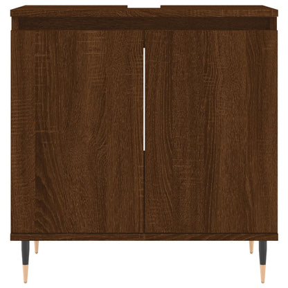3 Piece Bathroom Cabinet Set Brown Oak Engineered Wood