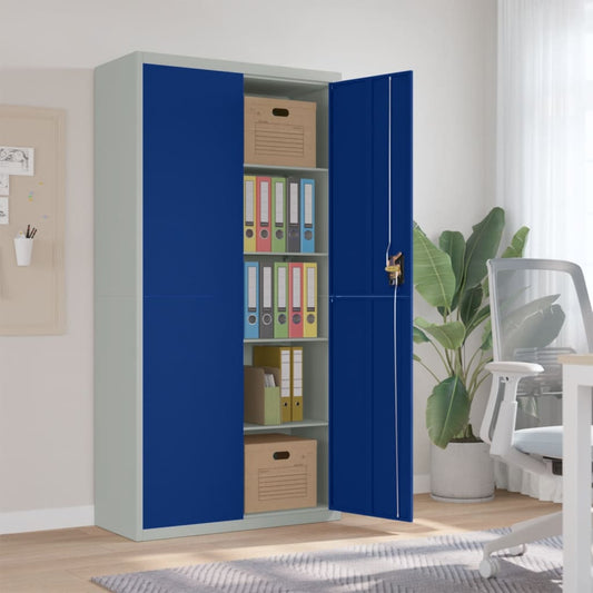 File Cabinet Light Grey and Blue 90x40x180 cm Steel