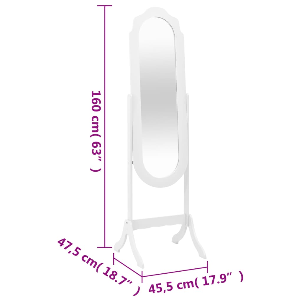 Free Standing Mirror White 45.5x47.5x160 cm Engineered Wood