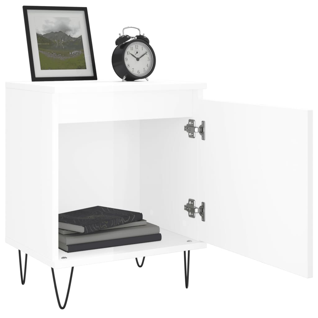 Bedside Cabinet High Gloss White 40x30x50 cm Engineered Wood