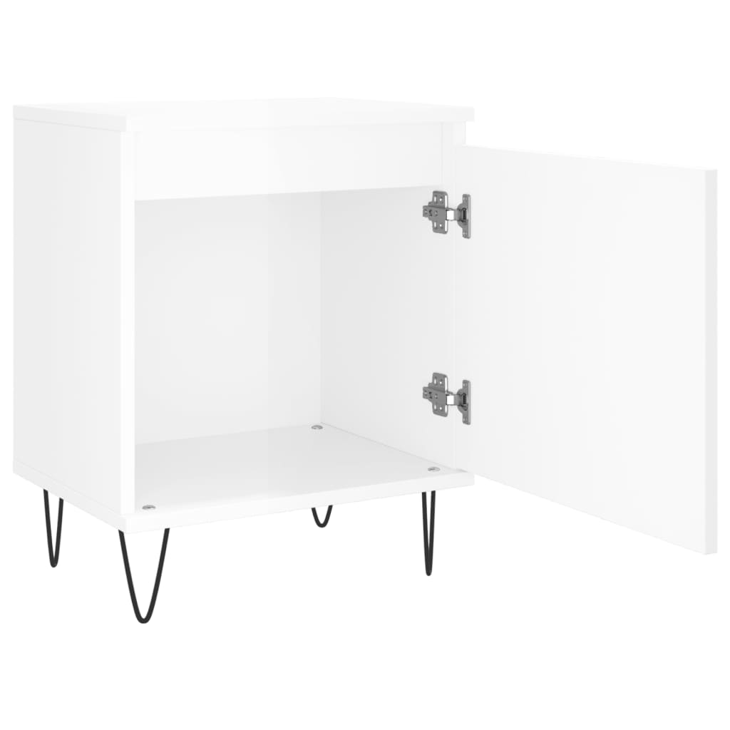 Bedside Cabinets 2 pcs High Gloss White 40x30x50 cm Engineered Wood