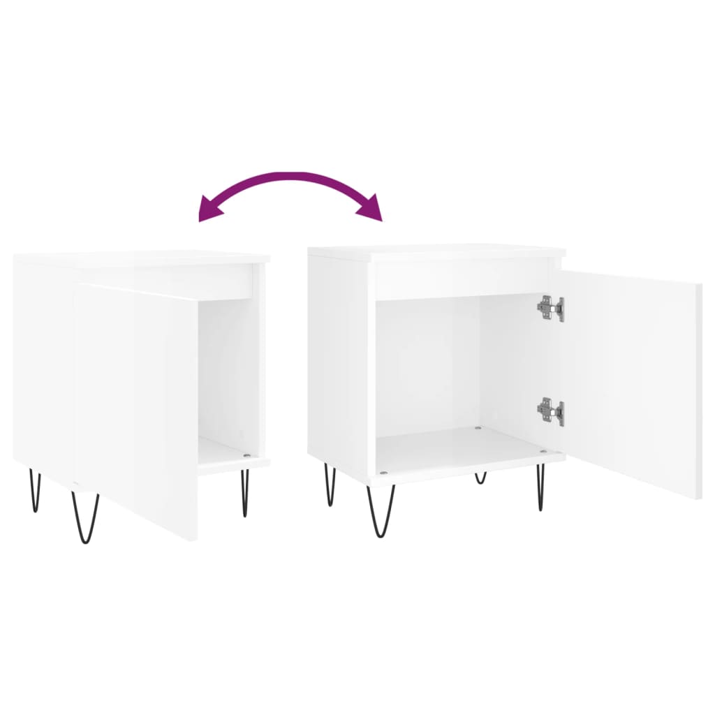 Bedside Cabinets 2 pcs High Gloss White 40x30x50 cm Engineered Wood
