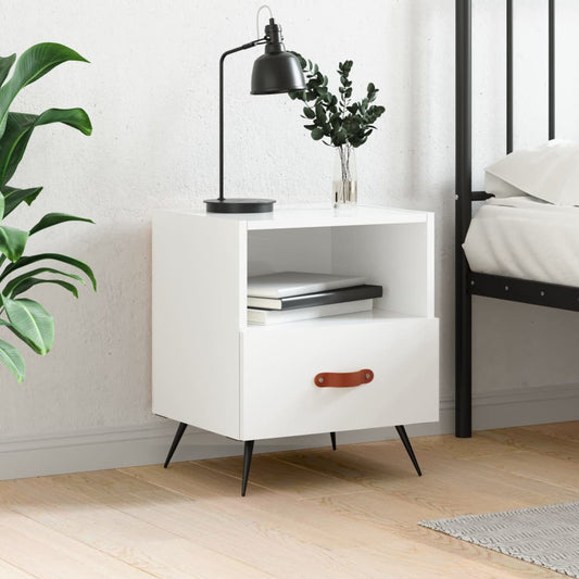 Bedside Cabinet High Gloss White 40x35x47.5 cm Engineered Wood