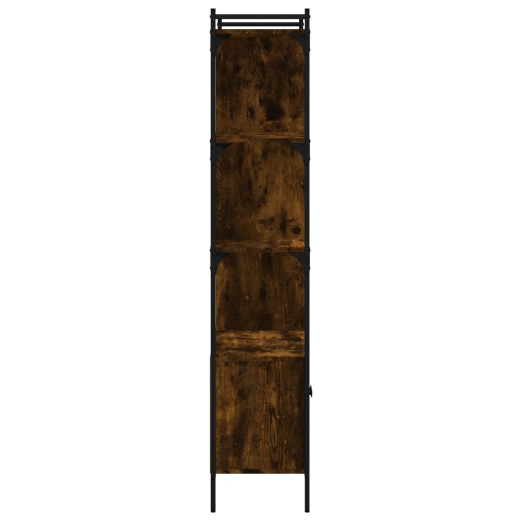 Bookcase with Doors Smoked Oak 76.5x30x154.5 cm Engineered Wood
