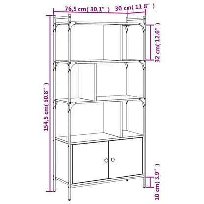 Bookcase with Doors Smoked Oak 76.5x30x154.5 cm Engineered Wood