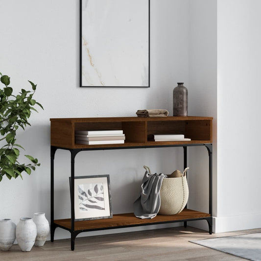 Console Table Brown Oak 100x30.5x75 cm Engineered Wood