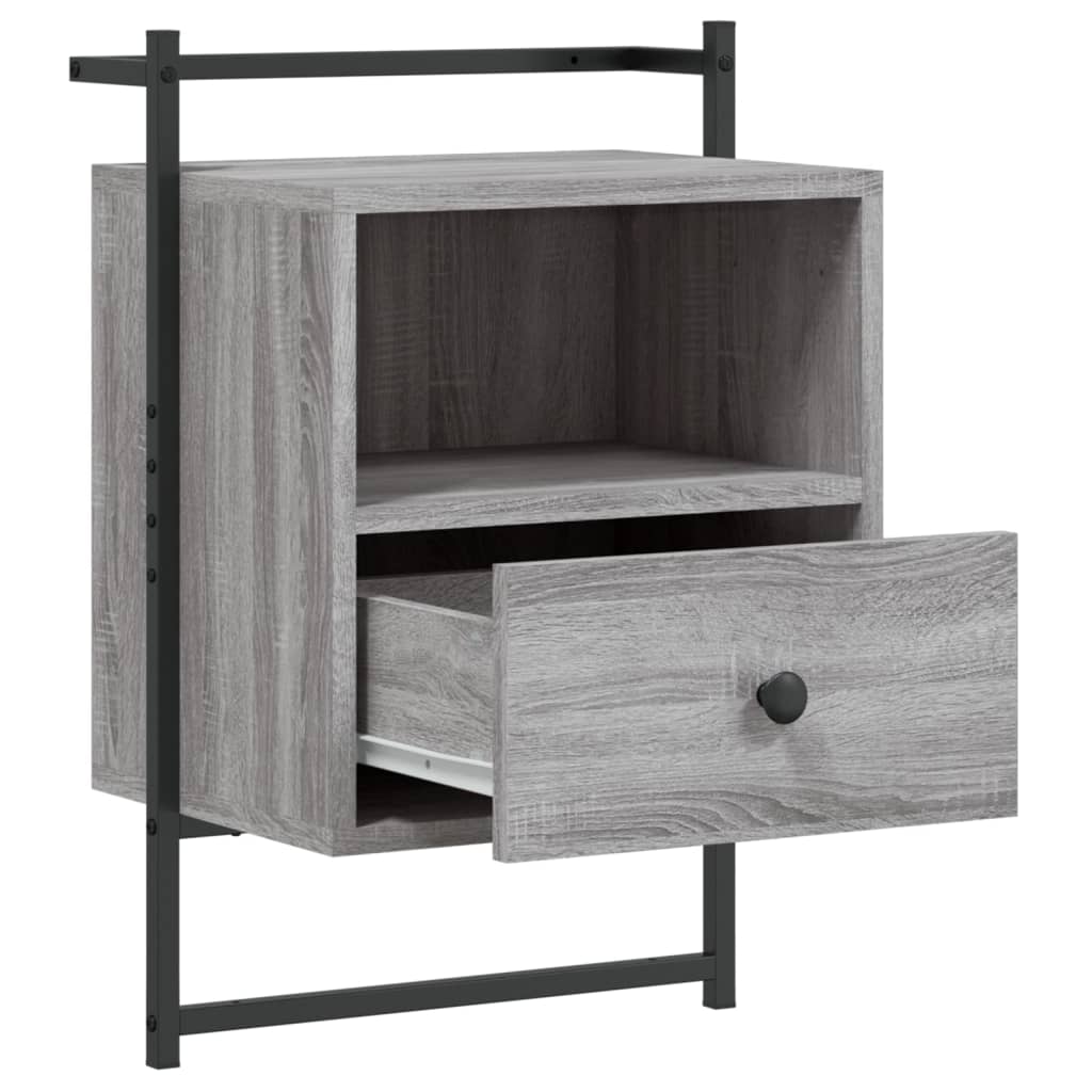 Bedside Cabinets Wall-mounted 2 pcs Grey Sonoma 40x30x61 cm Engineered Wood