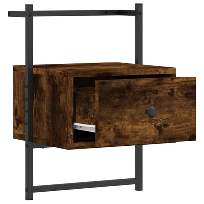 Bedside Cabinets Wall-mounted 2 pcs Smoked Oak 35x30x51 cm Engineered Wood