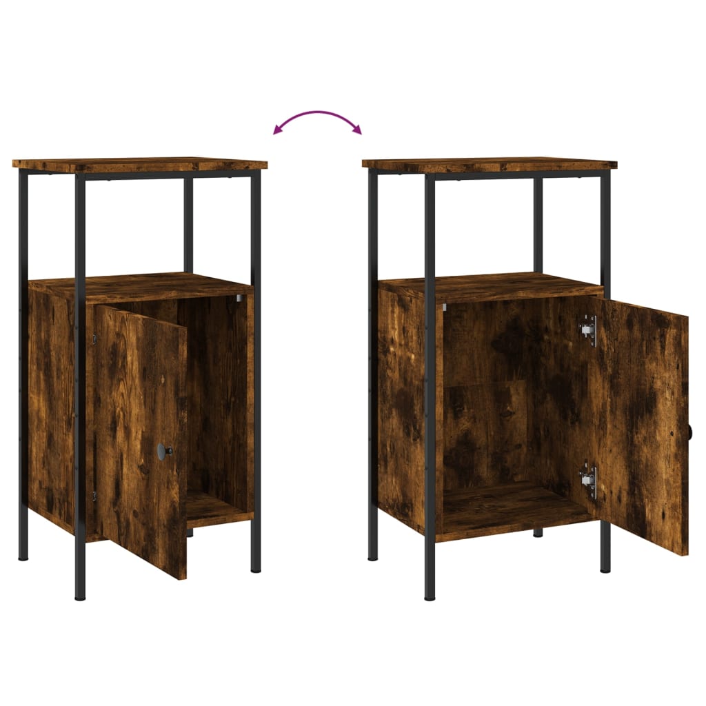 Bedside Cabinets 2 pcs Smoked Oak 41x31x80 cm Engineered Wood
