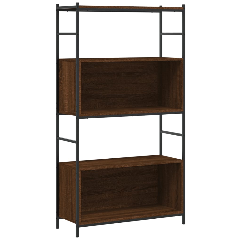 Bookshelf Brown Oak 80x30x145.5 cm Engineered Wood and Iron