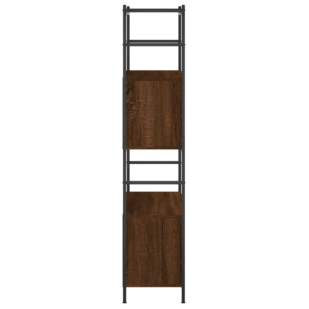 Bookshelf Brown Oak 80x30x145.5 cm Engineered Wood and Iron