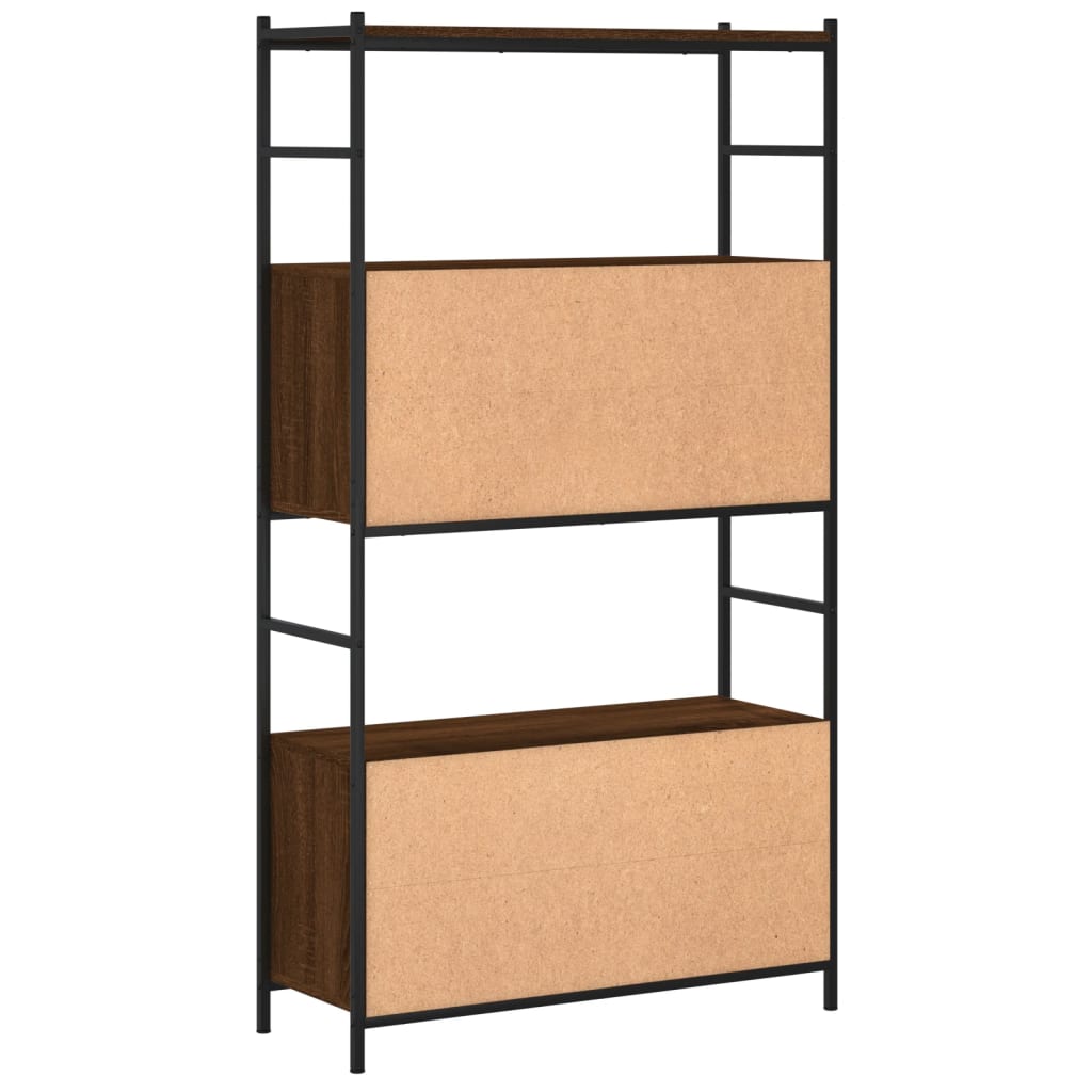 Bookshelf Brown Oak 80x30x145.5 cm Engineered Wood and Iron