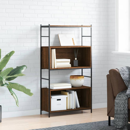 Bookshelf Brown Oak 80x30x145.5 cm Engineered Wood and Iron