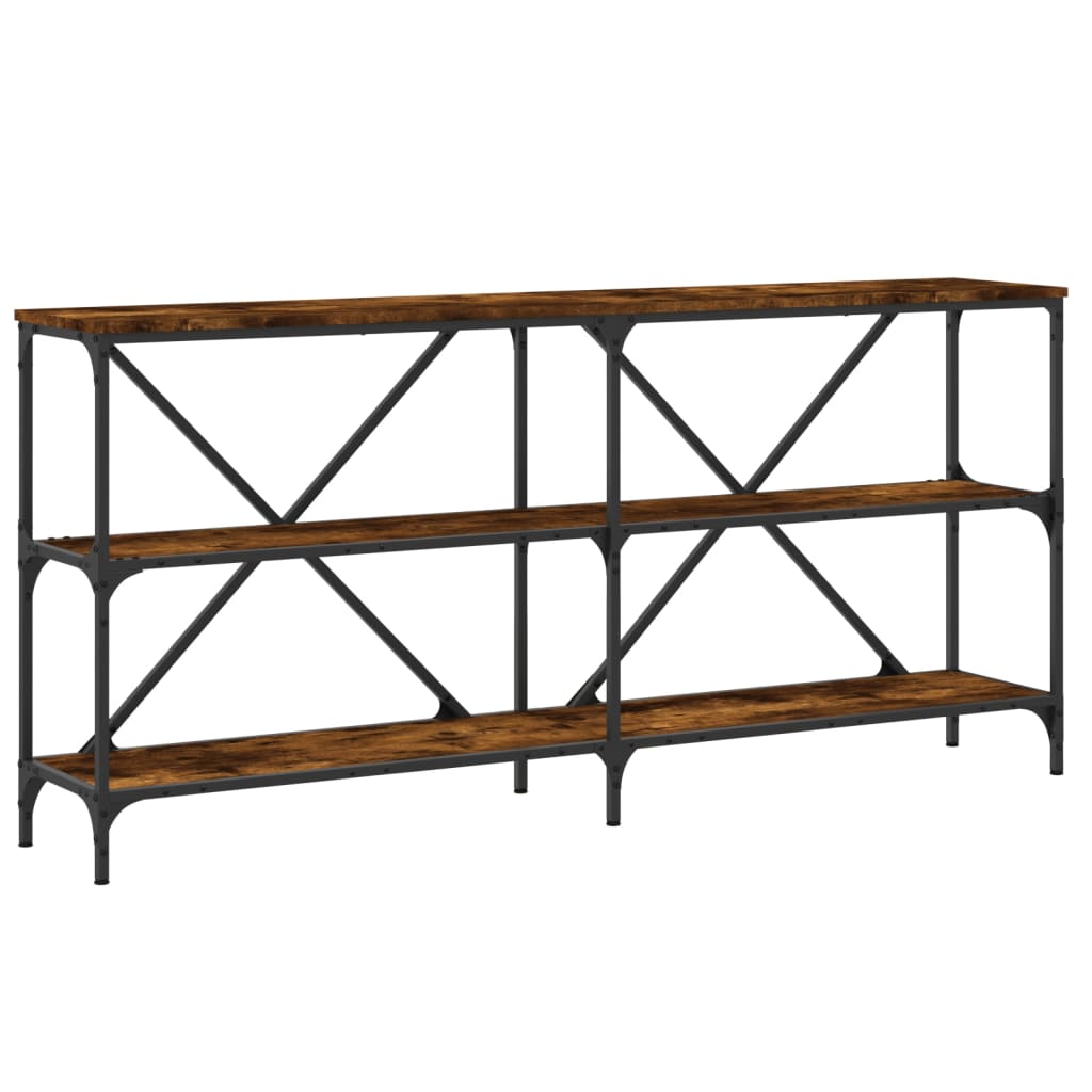 Console Table Smoked Oak 160x30x75 cm Engineered Wood and Iron