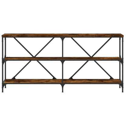 Console Table Smoked Oak 160x30x75 cm Engineered Wood and Iron