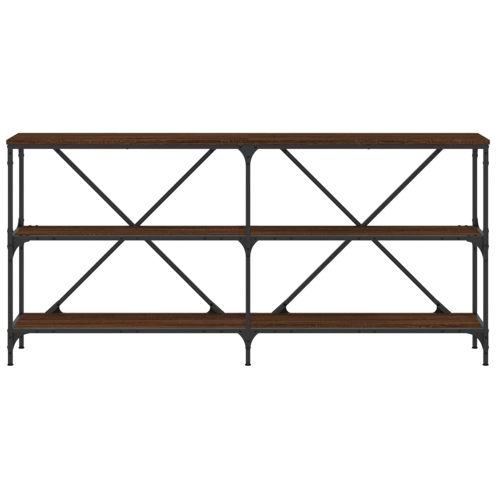 Console Table Brown Oak 160x30x75 cm Engineered Wood and Iron