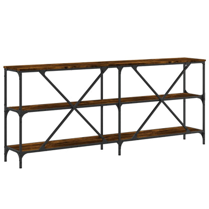 Console Table Smoked Oak 180x30x75 cm Engineered Wood and Iron