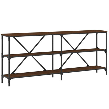 Console Table Brown Oak 180x30x75 cm Engineered Wood and Iron