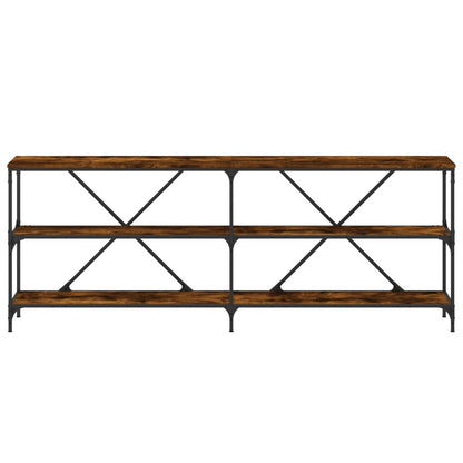 Console Table Smoked Oak 200x30x75 cm Engineered Wood and Iron