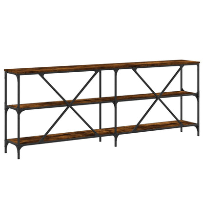 Console Table Smoked Oak 200x30x75 cm Engineered Wood and Iron