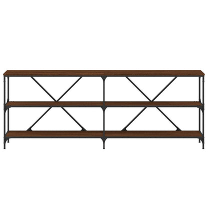 Console Table Brown Oak 200x30x75 cm Engineered Wood and Iron