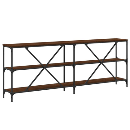 Console Table Brown Oak 200x30x75 cm Engineered Wood and Iron