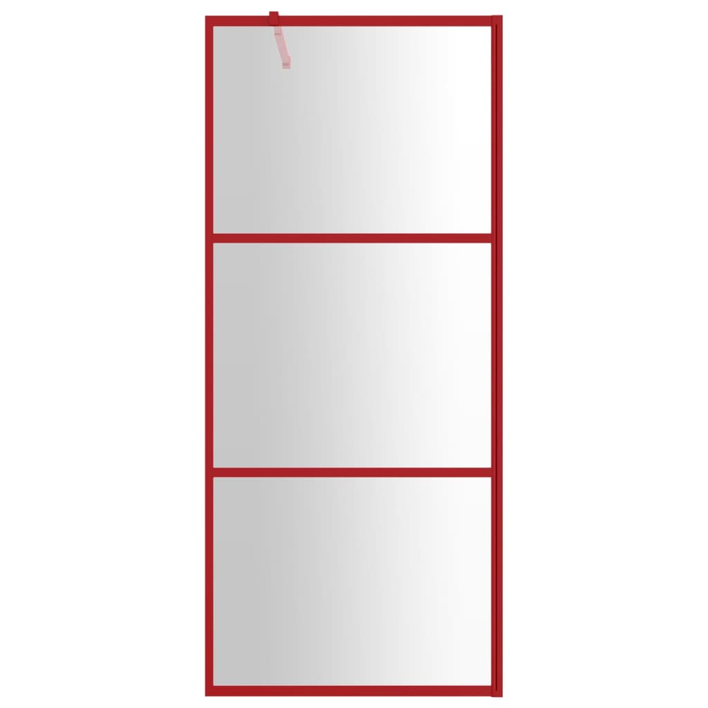 Walk-in Shower Wall with Clear ESG Glass Red 80x195 cm