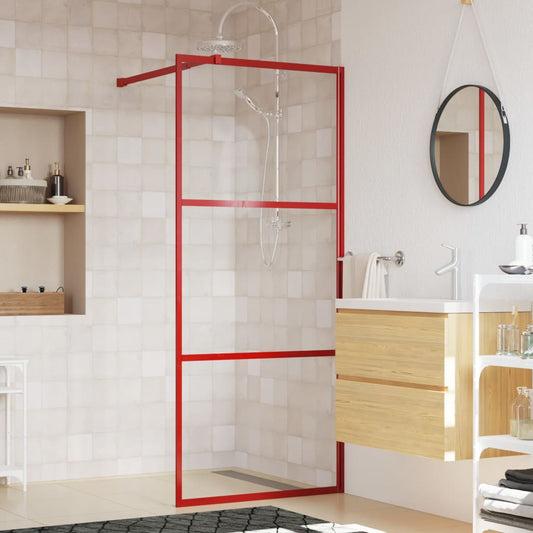 Walk-in Shower Wall with Clear ESG Glass Red 80x195 cm